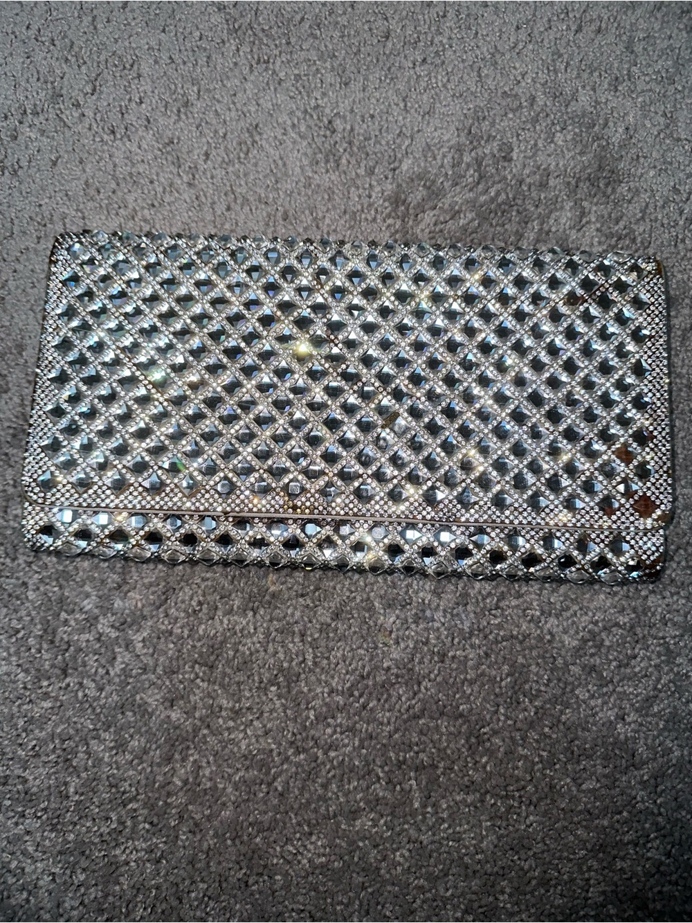 Sparkling Silver Glass Crystal Large Clutch Wall - Women Accessories